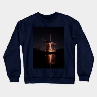 Dutch Windmill's Glowing Reflection Crewneck Sweatshirt